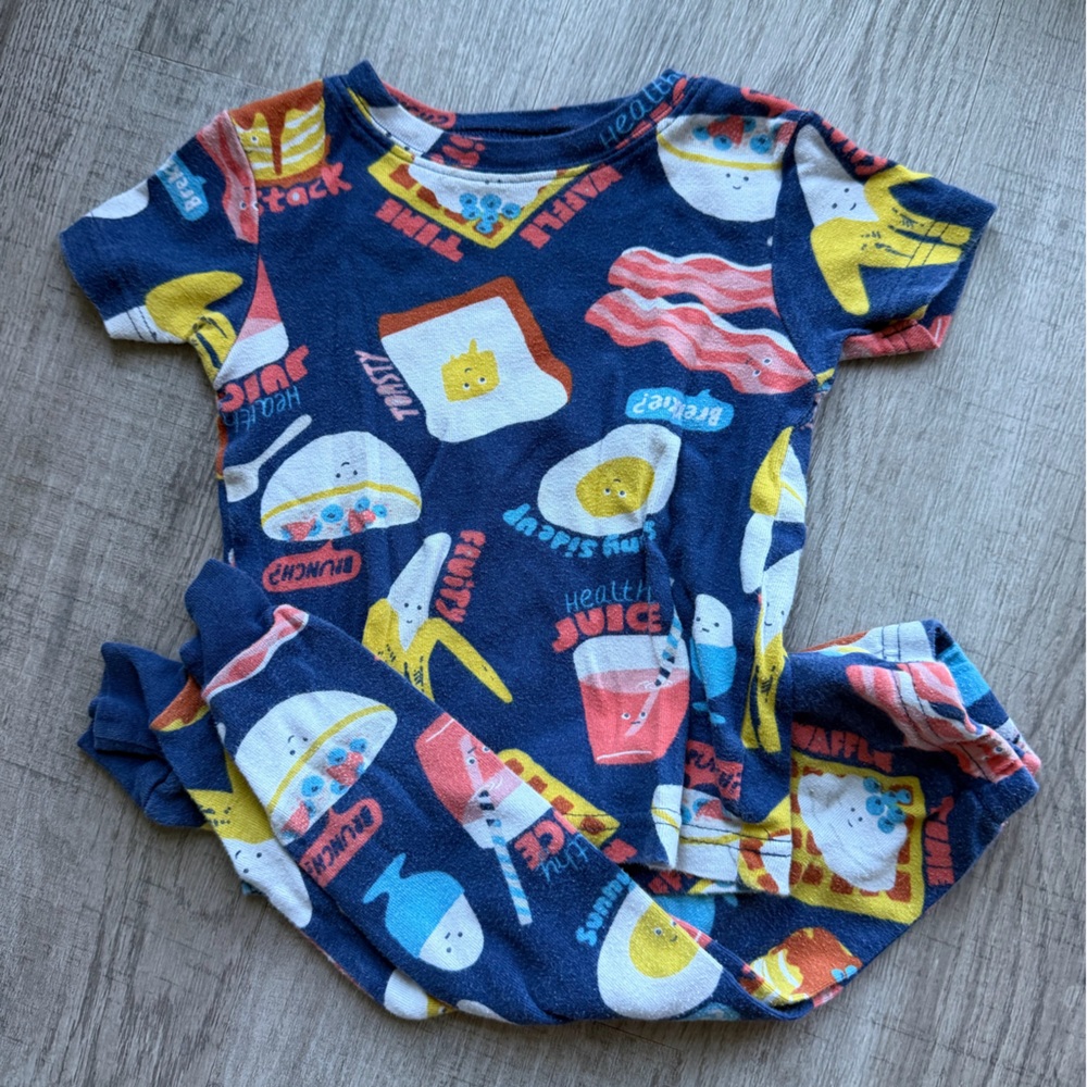 Carter's Navy Breakfast Print Toddler PJ Set
